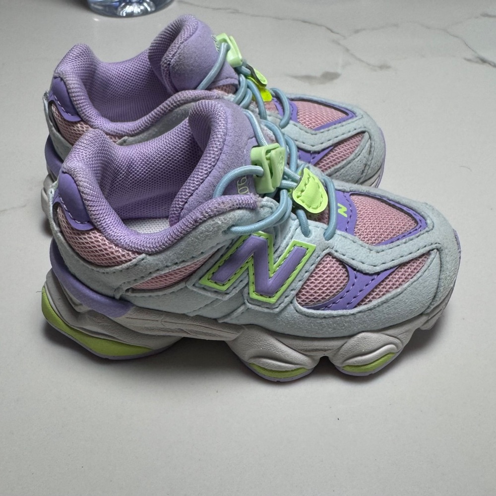 New Balance 9060 Preschool Pastel Purple, Pink & Lime Athletic Sneakers